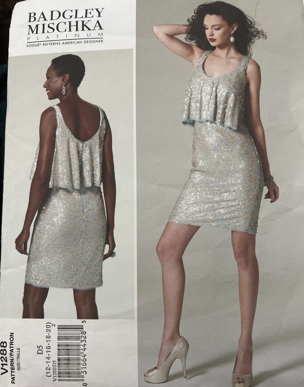 Vogue Designer Badgley Mischka Sewing Pattern V1288 Sz 12-20 Formal Party Dress